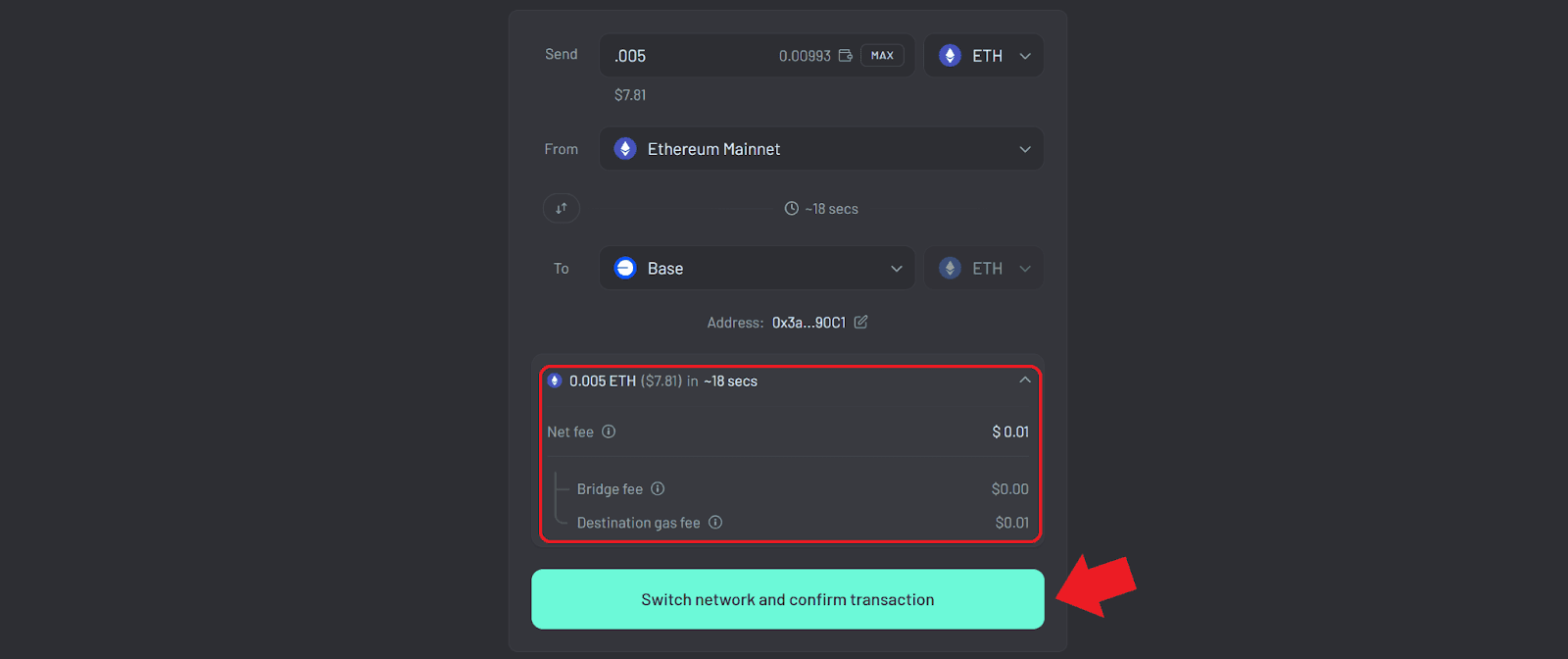 Crypto Bridging Made Simple (Graphic 6) Review the estimated bridge time and fees.