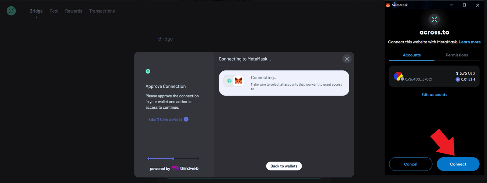 Crypto Bridging Made Simple (Graphic 3) Connect your wallet.